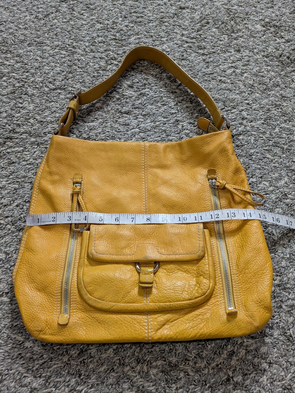 Banana Republic Yellow Orange Leather Shoulder Bag - Picture 8 of 10